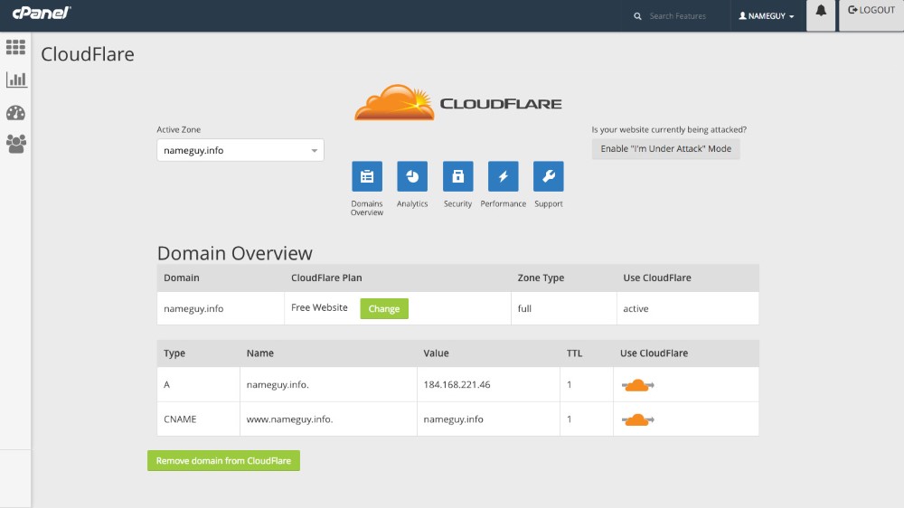 painel do app cloudflare para cpanel