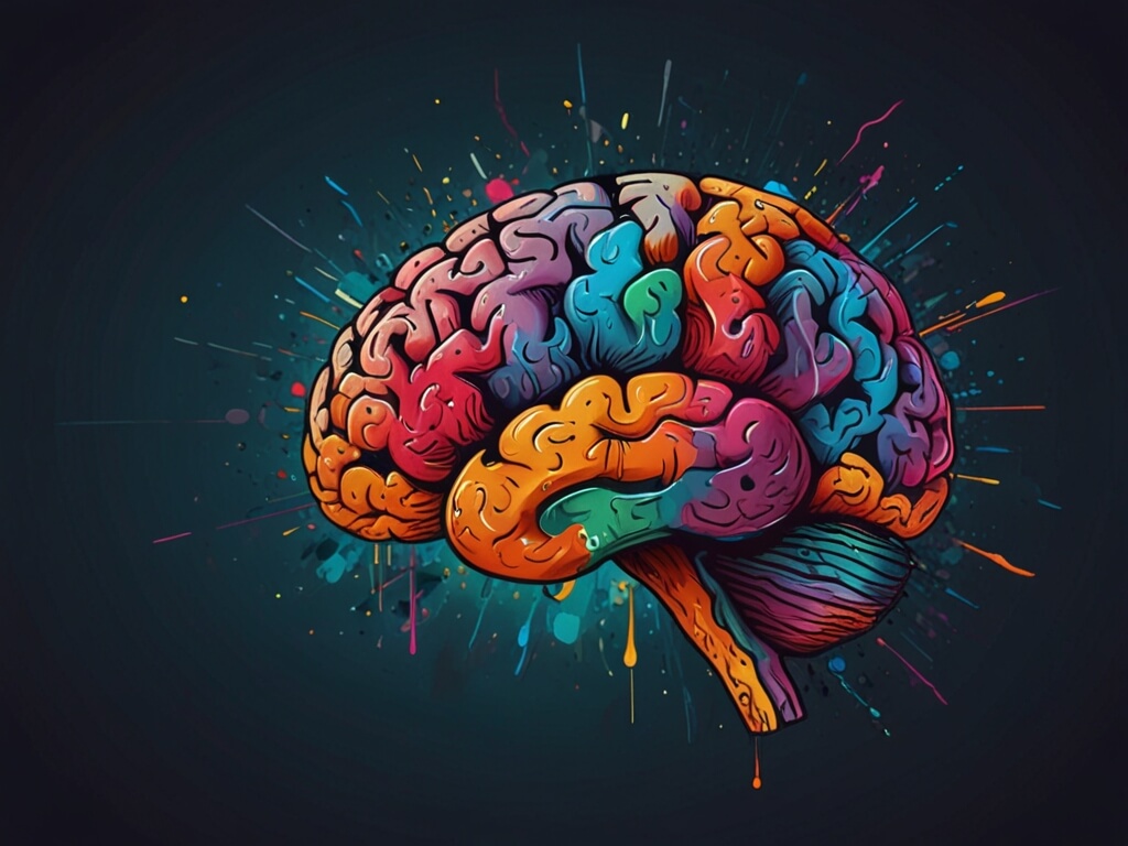 Uma ilustração de um cérebro humano sendo estimulado por diferentes gatilhos persuasivos, como prova social, escassez, autoridade, reciprocidade, etc.